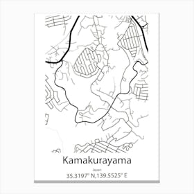 Kamakurayama,Japan Minimalist Map Canvas Print