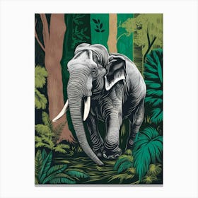 Elephant In The Jungle Canvas Print