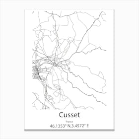 Cusset,France Minimalist Map Canvas Print