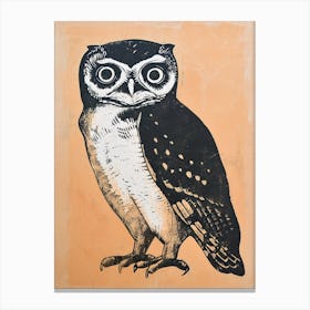 African Wood Owl Linocut Blockprint 1 Canvas Print