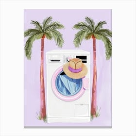 Washing Machine And Palm Trees Canvas Print