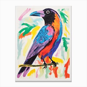 Colourful Bird Painting Raven 1 Canvas Print