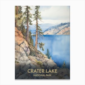 Crater Lake National Park Watercolour Vintage Travel Poster 1 Canvas Print