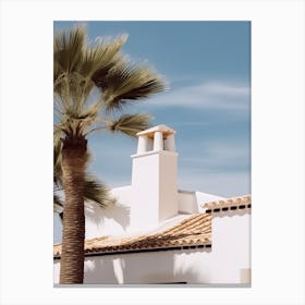 White House With Palms Retro Summer Photography 0 Canvas Print