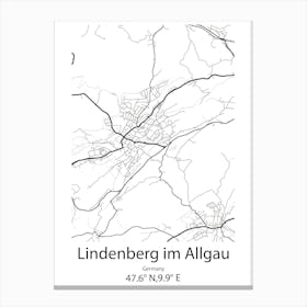 Lindenberg Im Allgau,Germany Minimalist Map Canvas Print