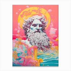  A Drawing Of Poseidon Silk Screen Style 3 Canvas Print