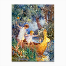 The Boat to Fairyland c1923 by English Illustrator Margaret Tarrant (1988-1959) Fully remastered HD art prints (signed left bottom corner) Canvas Print