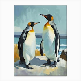 King Penguin Carcass Island Colour Block Painting 3 Canvas Print