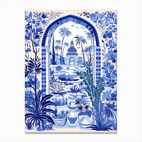 Jardin Majorelle Morocco Modern Blue Illustration 1 Canvas Print