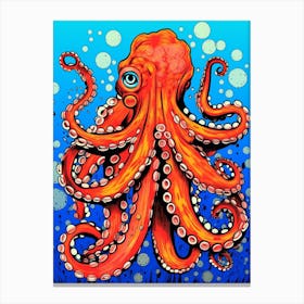 Day Octopus Retro Pop Art  Illustration 1 Canvas Print
