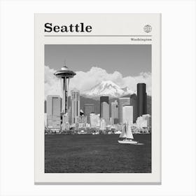 Seattle Washington Black And White Canvas Print