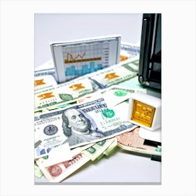 Billfold And Banknote Resting In A Safe Simple Interface Where Strokes Balance An Icon Of A Briefc (2) Canvas Print