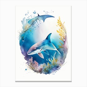 Mako Shark 2 Watercolour Canvas Print