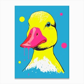 Yellow Pink & Blue Duck Portrait 2 Canvas Print