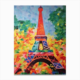 Eiffel Tower Paris France David Hockney Style 8 Canvas Print