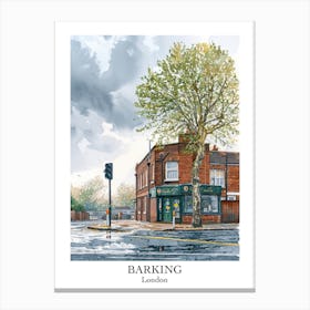 Barking London Borough   Street Watercolour 3 Poster Canvas Print