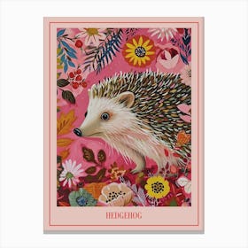 Floral Animal Painting Hedgehog 4 Poster Canvas Print