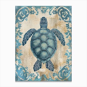 Ornamental Blue Sea Turtle Canvas Print