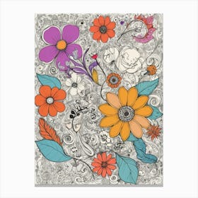 Doodle Flowers Canvas Print