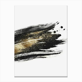 Black And Gold Brush Strokes 23 Canvas Print