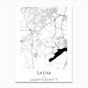 La Lisa,Cuba Minimalist Map Canvas Print