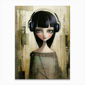Girl With Headphones 8 Canvas Print