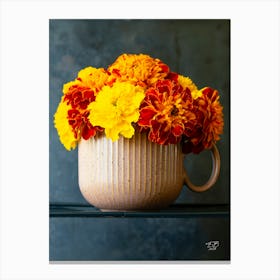 Marigold Flowers In A Cup Canvas Print