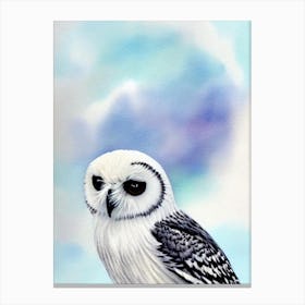 Snowy Owl Watercolour Bird Canvas Print