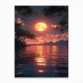 Full Moon Over Water 8 Canvas Print