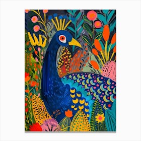 Peacock & The Leaves Painting 1 Canvas Print