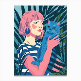 Girl With Cat 6 Canvas Print