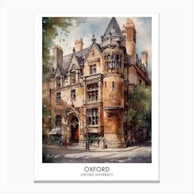 Oxford University 1 Watercolor Travel Poster Canvas Print