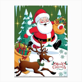 Christmas Santa and Rudolf Canvas Print