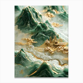 Gold Inlaid Jade Carving Landscape Canvas Print