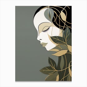 Portrait Of A Woman With Leaves 2 Canvas Print