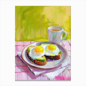 Pink Breakfast Food Poached Eggs 4 Canvas Print