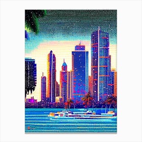 Miami City, City Us  Pointillism Canvas Print
