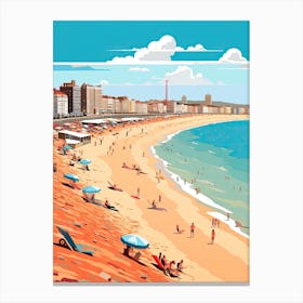 Brighton Beach, England, Flat Illustration 4 Canvas Print