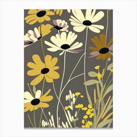 Coreopsis Wildflower Modern Muted Colours Canvas Print