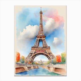 Watercolor Of Eiffel Tower Canvas Print