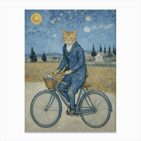 Cat On A Bicycle Canvas Print