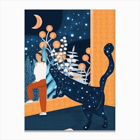 Cat In The Moonlight Canvas Print