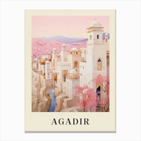 Agadir Morocco 2 Vintage Pink Travel Illustration Poster Canvas Print