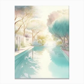 Lanes In Swimming Pool Landscapes Waterscape Gouache 1 Canvas Print