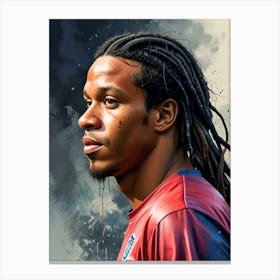 Soccer Player With Dreadlocks Canvas Print