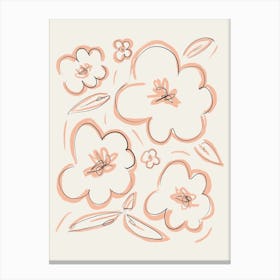 Flower Sketch 2 Peach Pink Canvas Print