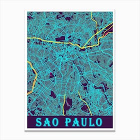 Sao Paulo Map Poster 1 Canvas Print
