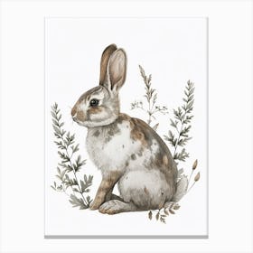 English Spot Blockprint Rabbit Illustration 7 Canvas Print