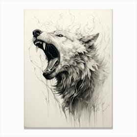 Gray Wolf Drawing 2 Canvas Print