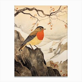 Bird Illustration European Robin 3 Canvas Print